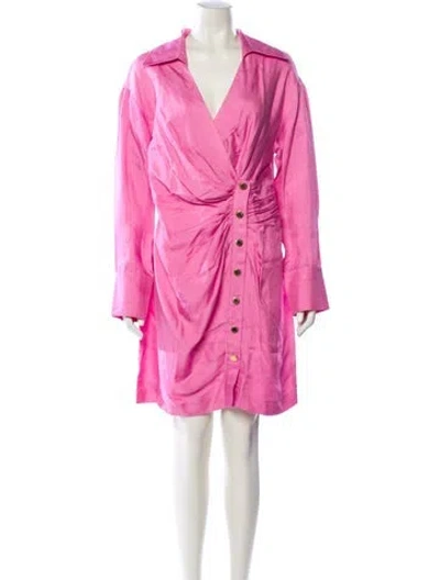 Pre-owned Sandro V-neck Mini Dress W/ Tags In Pink