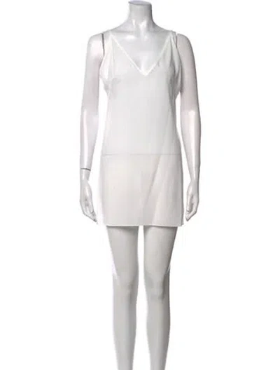 Pre-owned Sandro V-neck Mini Dress W/ Tags In White