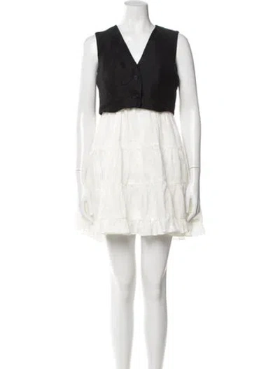 Pre-owned Sandro V-neck Mini Dress W/ Tags In White