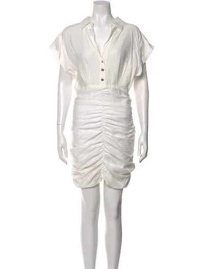 Pre-owned Sandro V-neck Mini Dress In White