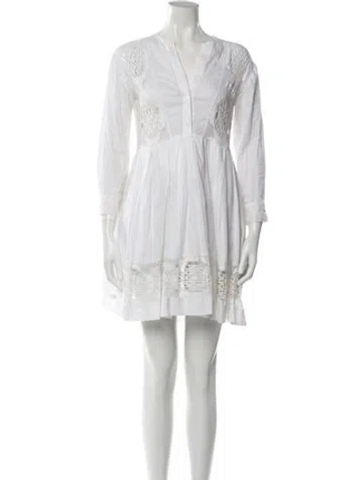 Pre-owned Sandro V-neck Mini Dress In White
