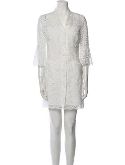 Pre-owned Sandro V-neck Mini Dress In White