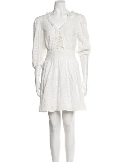 Pre-owned Sandro V-neck Mini Dress In White