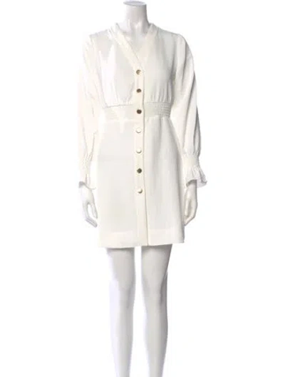 Pre-owned Sandro V-neck Mini Dress In White