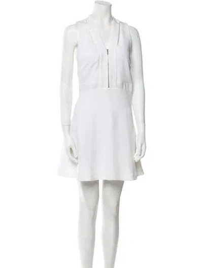 Pre-owned Sandro V-neck Mini Dress In White