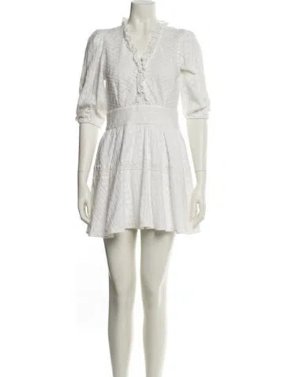 Pre-owned Sandro V-neck Mini Dress In White