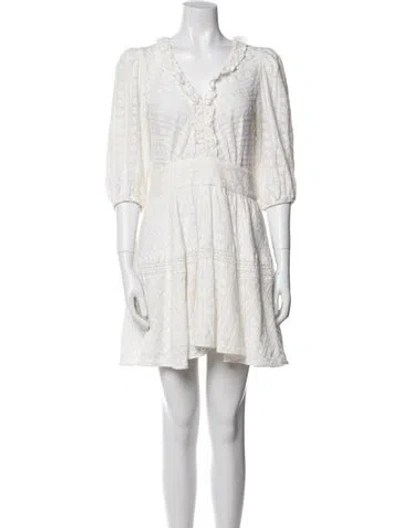 Pre-owned Sandro V-neck Mini Dress In White