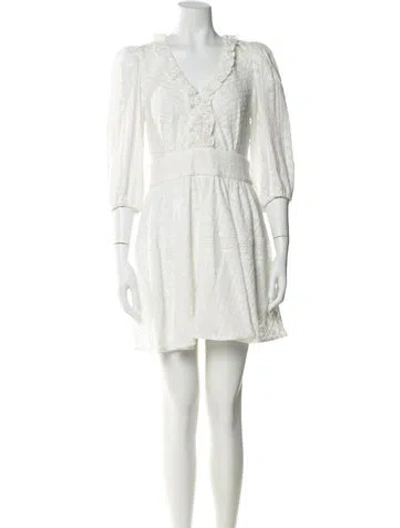 Pre-owned Sandro V-neck Mini Dress In White