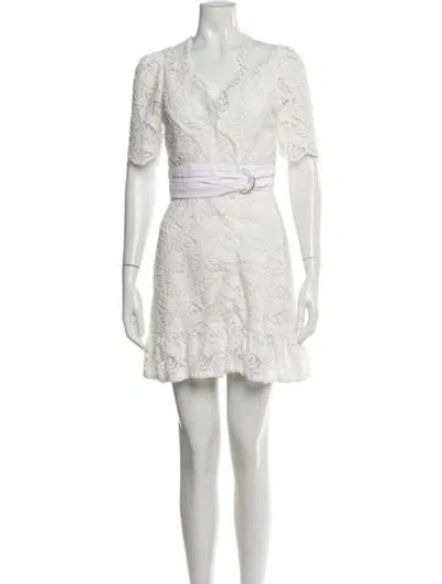 Pre-owned Sandro V-neck Mini Dress In White