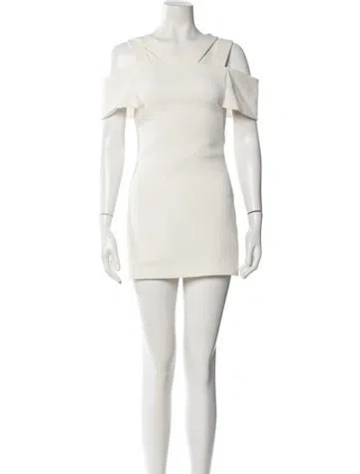 Pre-owned Sandro V-neck Mini Dress In White