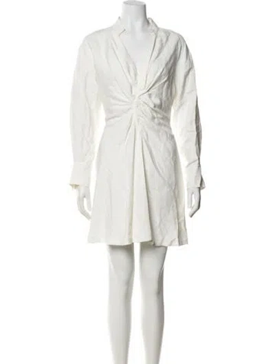Pre-owned Sandro V-neck Mini Dress In White