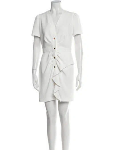 Pre-owned Sandro V-neck Mini Dress In White