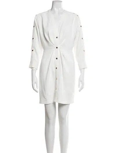 Pre-owned Sandro V-neck Mini Dress In White