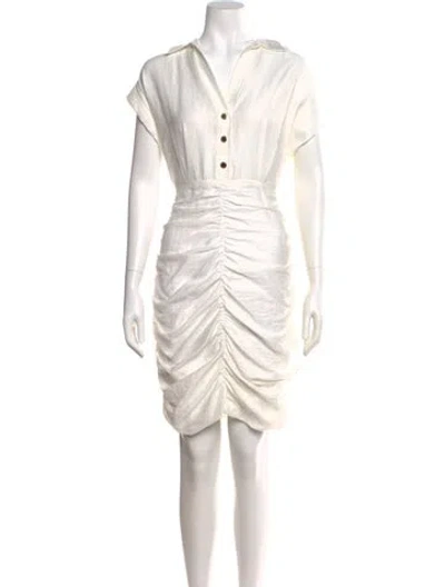 Pre-owned Sandro V-neck Mini Dress In White