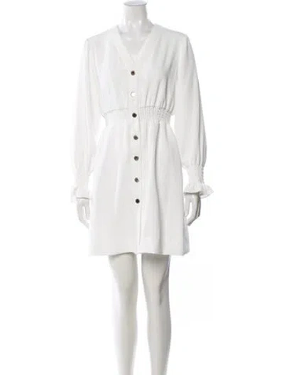 Pre-owned Sandro V-neck Mini Dress In White