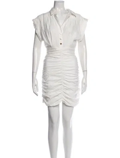 Pre-owned Sandro V-neck Mini Dress In White