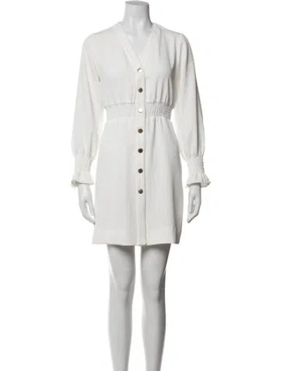 Pre-owned Sandro V-neck Mini Dress In White