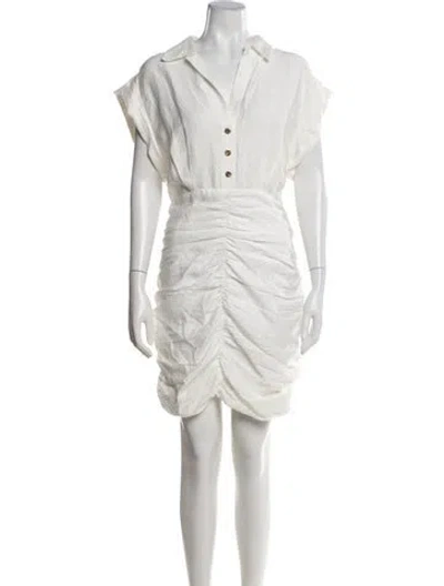 Pre-owned Sandro V-neck Mini Dress In White