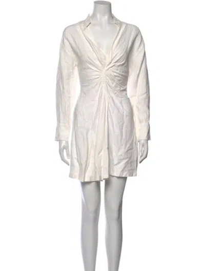 Pre-owned Sandro V-neck Mini Dress In White