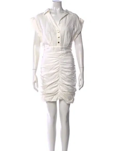 Pre-owned Sandro V-neck Mini Dress In White