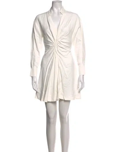 Pre-owned Sandro V-neck Mini Dress In White