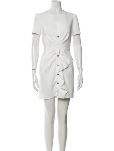 Pre-owned Sandro V-neck Mini Dress In White