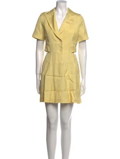 Pre-owned Sandro V-neck Mini Dress In Yellow
