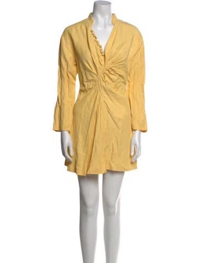 Pre-owned Sandro V-neck Mini Dress In Yellow