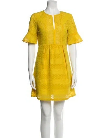 Pre-owned Sandro V-neck Mini Dress In Yellow