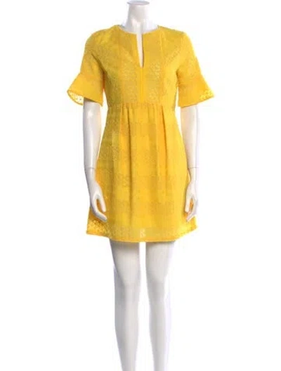 Pre-owned Sandro V-neck Mini Dress In Yellow
