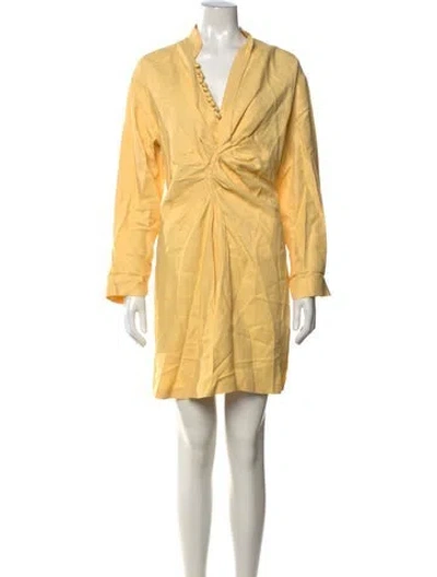 Pre-owned Sandro V-neck Mini Dress In Yellow