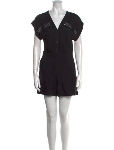 Pre-owned Sandro V-neck Romper In Black