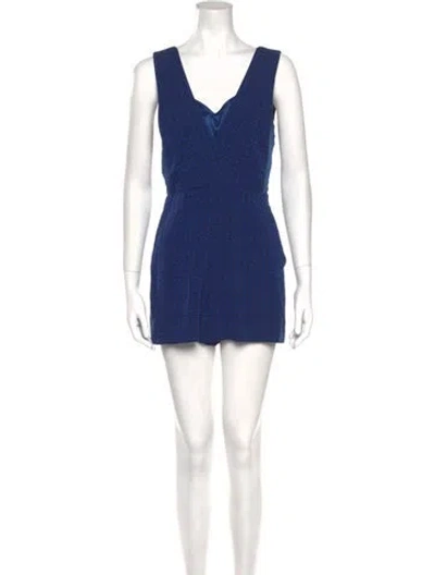 Pre-owned Sandro V-neck Romper In Blue