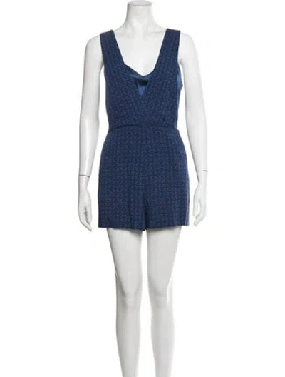 Pre-owned Sandro V-neck Romper In Blue