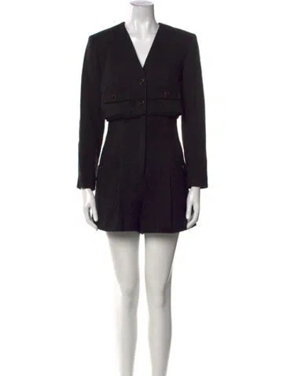 Pre-owned Sandro V-neck Romper W/ Tags In Black