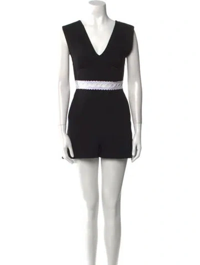 Pre-owned Sandro V-neck Romper W/ Tags In Black