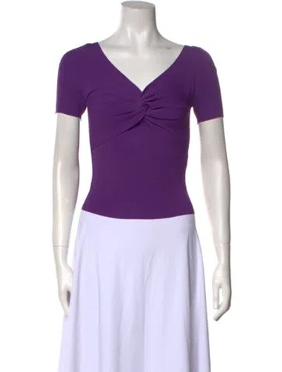 Pre-owned Sandro V-neck Short Sleeve Crop Top W/ Tags In Purple