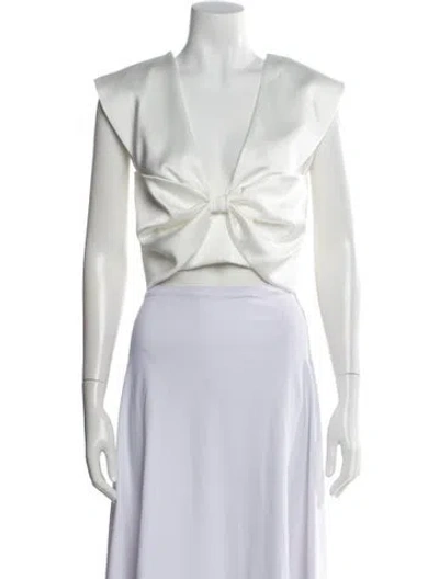 Pre-owned Sandro V-neck Short Sleeve Crop Top W/ Tags In White