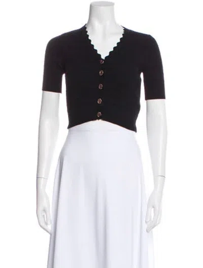 Pre-owned Sandro V-neck Short Sleeve Crop Top In White