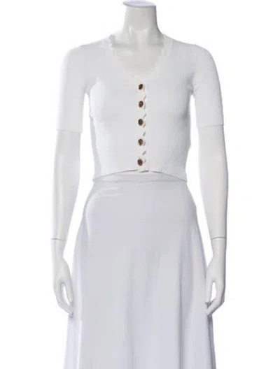 Pre-owned Sandro V-neck Short Sleeve Crop Top In White