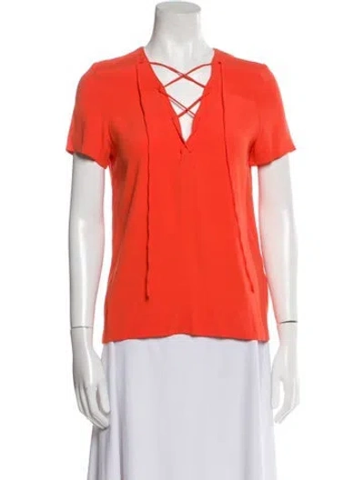 Pre-owned Sandro V-neck Short Sleeve Polo In Orange