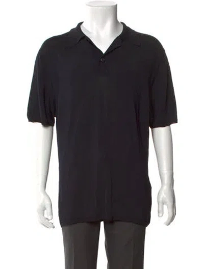 Pre-owned Sandro V-neck Short Sleeve Polo Shirt In Blue