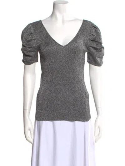 Pre-owned Sandro V-neck Short Sleeve Top