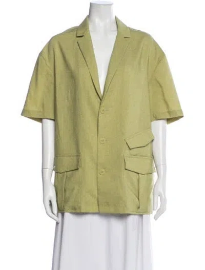 Pre-owned Sandro V-neck Short Sleeve Top In Green