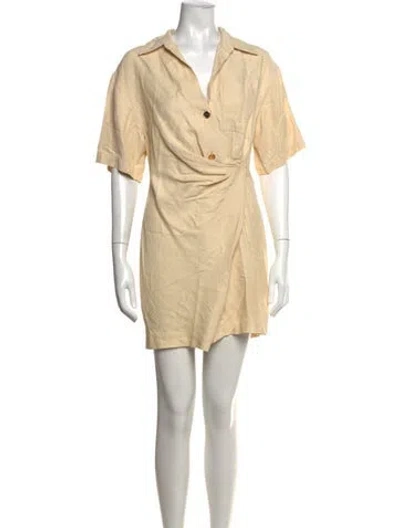 Pre-owned Sandro V-neck Short Sleeve Top In Neutral