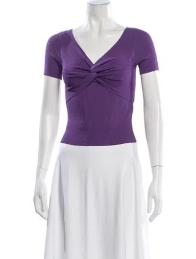 Pre-owned Sandro V-neck Short Sleeve Top In Purple