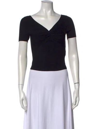 Pre-owned Sandro V-neck Short Sleeve Top W/ Tags In Black