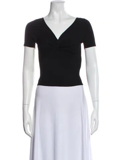 Pre-owned Sandro V-neck Short Sleeve Top In White