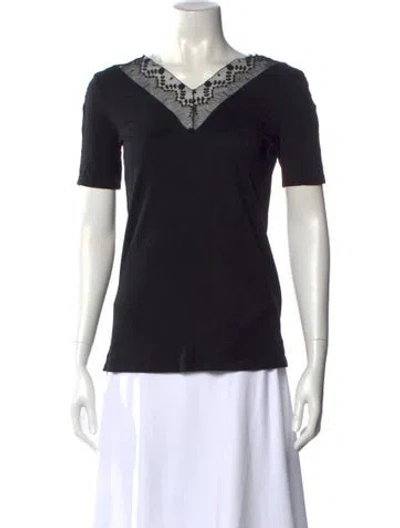 Pre-owned Sandro V-neck Short Sleeve T-shirt In Black