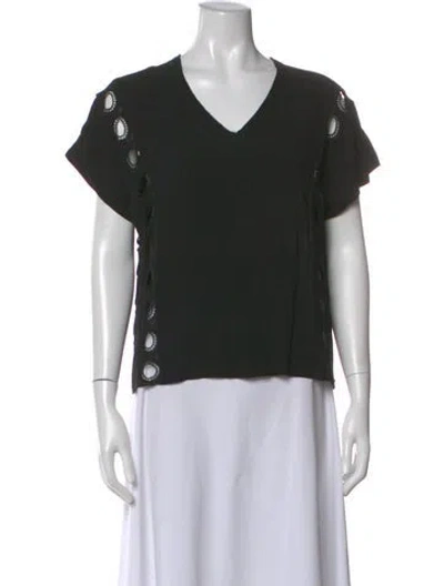 Pre-owned Sandro V-neck Short Sleeve T-shirt In Black
